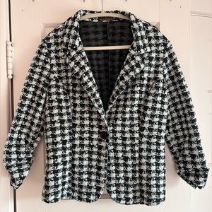 Auliné Collection Black and White Houndstooth Stretch Blazer Size 1X